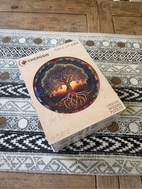 Cherosin Tree of Life Round Wooden Puzzle - Multicolor